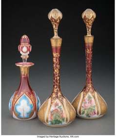 79192&colon; Bohemian  Three Scent Bottles&comma; early 19th centur
