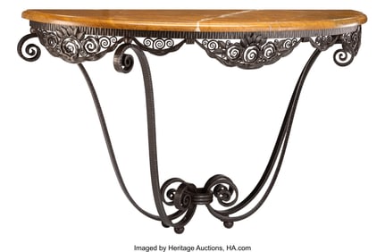 79097: Edgar Brandt Simplicite Console, circa 1922 Sil