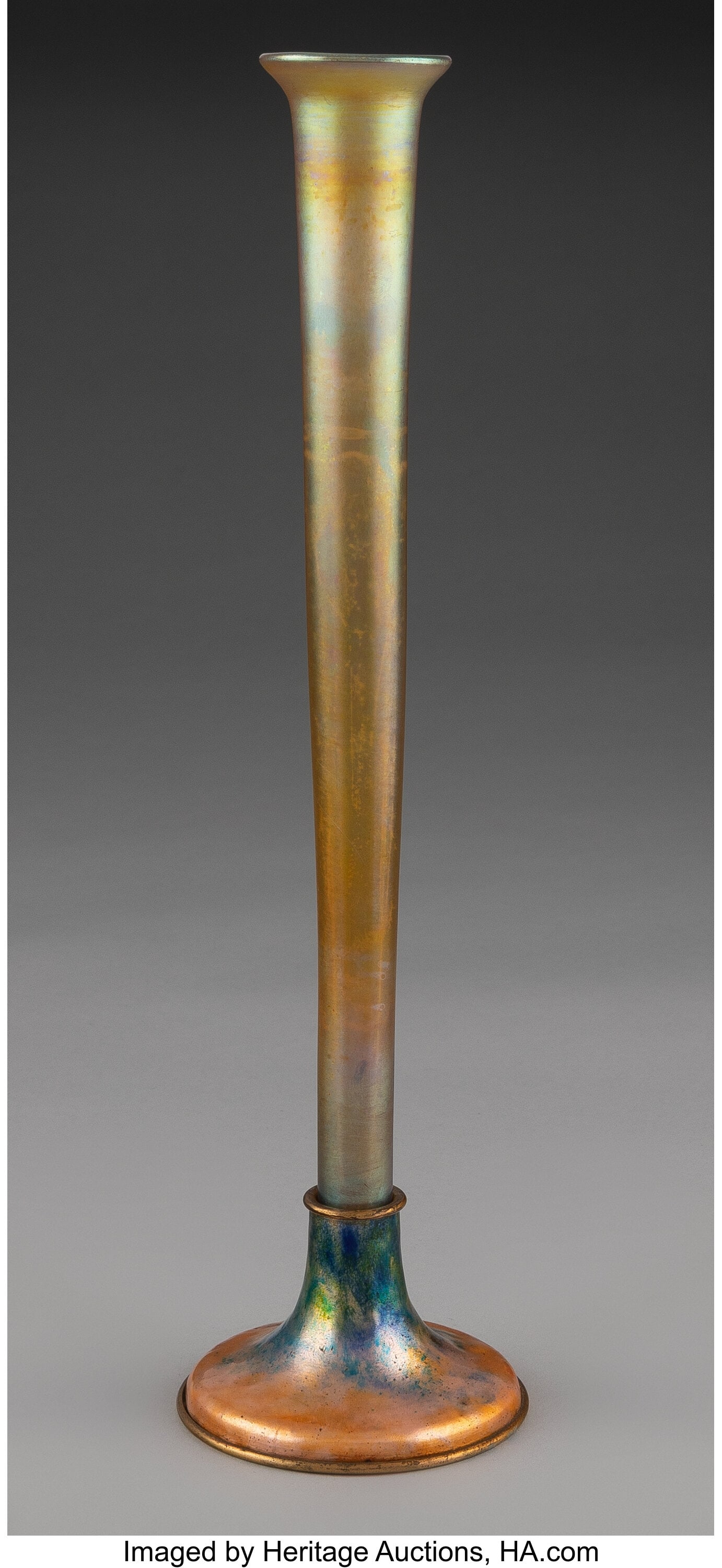 Louis C. Tiffany Furnaces Inc. Vase, circa 1910: Louis C. Tiffany Furnaces Inc. Vase, circa 1910 Favrile glass, enameled and gilt bronze 13-3/8 inches (34.0 cm) Marks to work: L.C.T&
