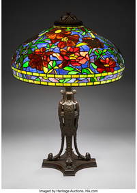 79013: Tiffany Studios Peony Table Lamp with Rare Loui (1 of 9)