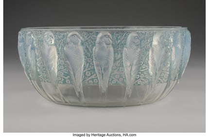 79110&colon; René Lalique Perruches Bowl&comma; circa 1931 Opalesc