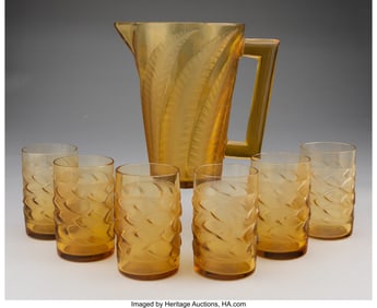 79111&colon; René Lalique  Seven-Piece Drink Set&comma; circa 1931