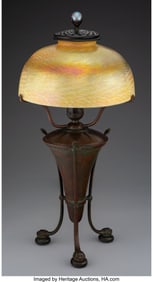 79019&colon; Tiffany Studios Table Lamp Base with Damascene S
