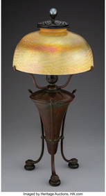 79019: Tiffany Studios Table Lamp Base with Damascene S (1 of 9)