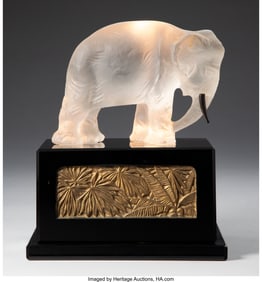 79120&colon; Heinrich Hoffman Elephant Lamp&comma; 1930s Glass&comma; met