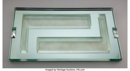 79122&colon; Jean Luce Tray&comma; circa 1930 Mirrored and sanded g