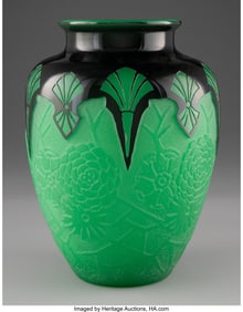 79127&colon; Steuben Glass Works Floral Vase&comma; circa 1930 Acid