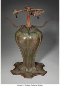 79032&colon; Tiffany Studios  Peacock Lamp Base&comma; circa 1910 E