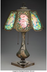 79033&colon; Pairpoint Mfg&period; Co&period;  Floral Boudoir Lamp&comma; circa 1
