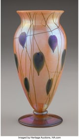 79037&colon; Durand Art Glass  Heart & Vine Vase&comma; circa 1924 