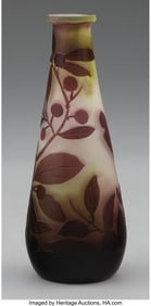 79052&colon; Gallé  Leaves & Berries Vase&comma; circa 1900 Cameo 