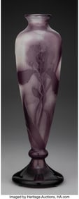 79053&colon; Gallé  Iris Vase&comma; circa 1900 Fire-polished came