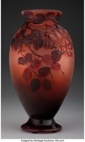 79054&colon; Gallé  Wild Rose Vase&comma; circa 1920 Mold-blown ca