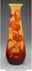 79056&colon; Gallé  Large Tiger Lily Vase&comma; circa 1900 Cameo 