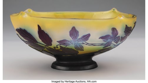 79057&colon; Gallé  Clematis Bowl&comma; circa 1900 Cameo glass 3-