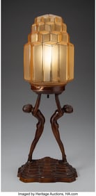 79155&colon; Nuart Figural Lamp&comma; circa 1930 Enameled aluminum
