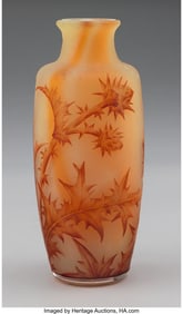 79066&colon; Daum Frères  Thistle Vase&comma; circa 1900 Acid-etch