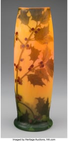 79068&colon; Legras & Cie  Large Leaf & Berries Vase&comma; circa 1