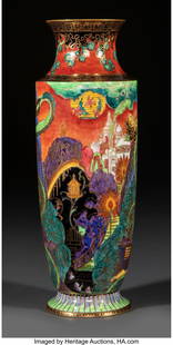 Daisy Makeig-Jones for Wedgwood Flame Fairyland: Daisy Makeig-Jones for Wedgwood Flame Fairyland Lustre Tree Serpent Vase, circa 1925 Glazed porcelain 12-1/2 inches (31.8 cm) Marks: (Portland vase), &