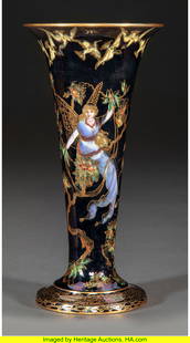 Daisy Makeig-Jones for Wedgwood Fairyland Lustre: Daisy Makeig-Jones for Wedgwood Fairyland Lustre Butterfly Woman Trumpet Vase, circa 1925 Glazed porcelain 12-1/4 inches (31.1 cm) Marks: (Portland vase)&com