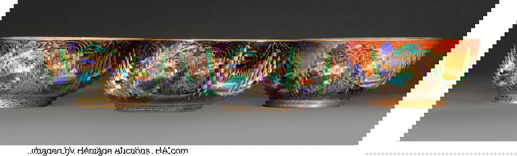 Daisy Makeig-Jones for Wedgwood Three Fairyland: Daisy Makeig-Jones for Wedgwood Three Fairyland Lustre Bowls, circa 1925 Glazed porcelain 4-1/4 x 10 inches (10.8 x 25.4 cm) (largest) Marks to largest&colo