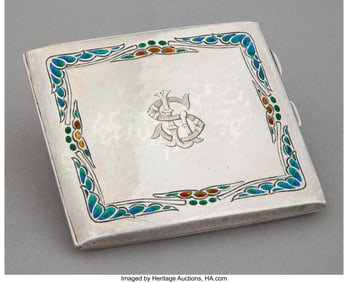 79087&colon; Liberty & Co&period; Cigarette Case&comma; 1929 Enameled silv