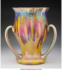 79091&colon; Loetz  Rare Three-Handled Vase&comma; PG 2&sol;314&comma; circa 