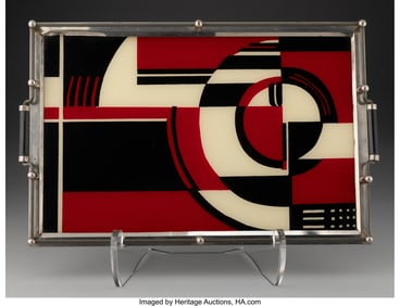 79178&colon; American Jazz Tray&comma; circa 1930 Steel&comma; wood&comma; reve