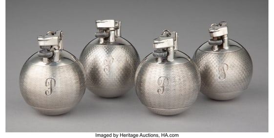 79206&colon; Dunhill Four Lighters&comma; 1909 Silver 2 x 1-5&sol;8 inc