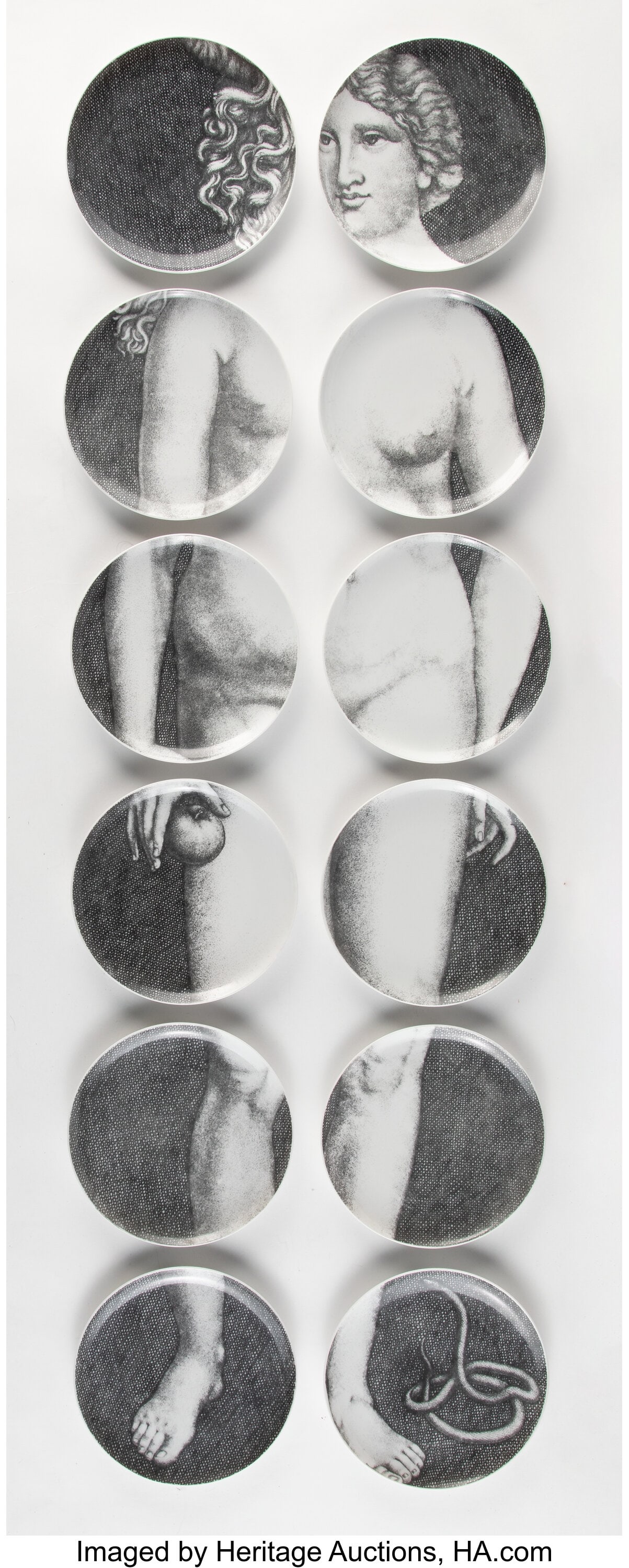 Piero Fornasetti Eva Plates (set of twelve) Tran (1 of 2)