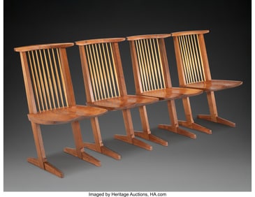 67073: Mira Nakashima Set of Four Conoid Chairs USA, 1