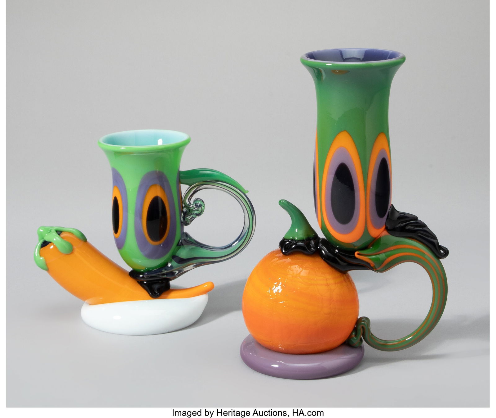 Robert Levin Carrot and Orange goblets USA, 198: Robert Levin Carrot and Orange goblets USA, 1981/1985 Hand-blown glass 8-1/2 x 3-1/2 x 5-3/4 inches (21.6 x 8.9 x 14.6 cm) (tallest, Ora