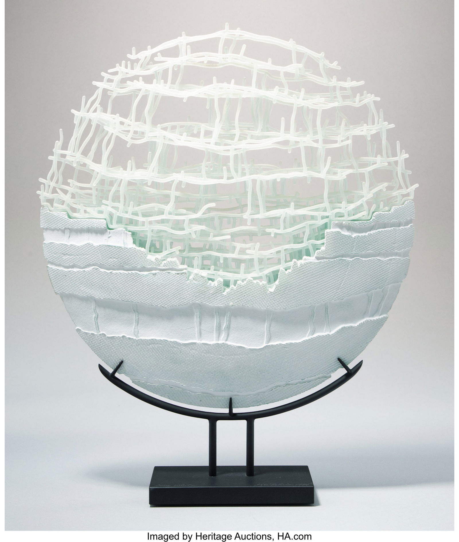 William LeQuier Bone White USA, 1994 Laminated,: William LeQuier Bone White USA, 1994 Laminated, cut & sandblasted glass 18-7/8 x 3-1/8 inches (47.9 x 7.9 cm) (overall) Incised to stand&colon