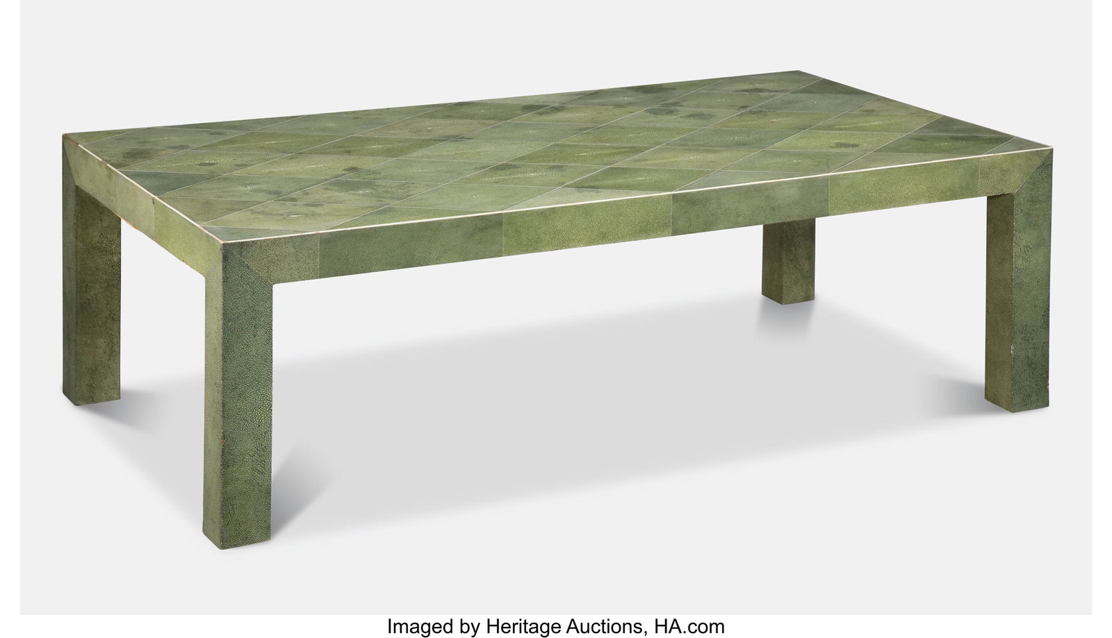 Attributed to Ron Seff Cocktail Table, circa 196: Attributed to Ron Seff Cocktail Table, circa 1960 USA Shagreen veneer 28 x 55-1/8 x 29-1/2 inches (71.1 x 140.0 x 74.9 cm) PROVENANCE: Nate Berkus As