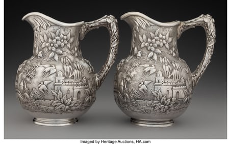 74106&colon; A Pair of S&period; Kirk & Son Co&period; Silver Landscape Wat