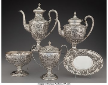 74108&colon; A Five-Piece S&period; Kirk & Son Co&period; Silver Landscape 