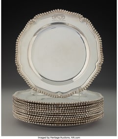 74010&colon; A Set of Twelve John Schofield Silver Dinner Pla