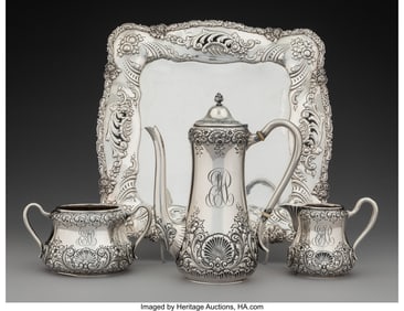 74114&colon; A Theodore B&period; Starr Partial Gilt Silver Coffee S