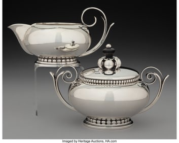 74209&colon; An Alphonse La Paglia Silver Creamer and Covered S
