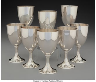 74210&colon; Eight Porter Blanchard Silver Goblets&comma; Calabasas