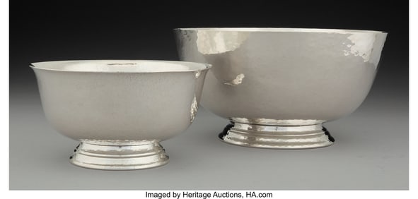 74211&colon; Two Boardman Silversmith Spot-Hammered Silver Fo