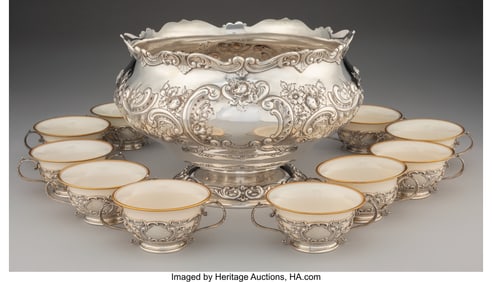 74118&colon; A Gorham Mfg&period; Co&period; Chased Repoussé Silver Punch 