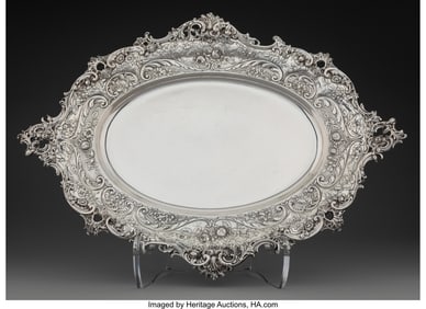 74119&colon; A Gorham Mfg&period; Co&period; Silver Oval Tray&comma; Providence&comma; 