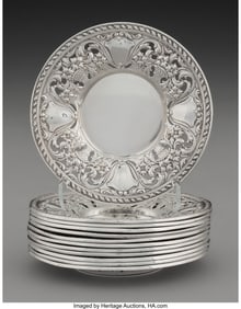 74124&colon; A Set of Twelve Gorham Mfg&period; Co&period; Silver Butter Pa