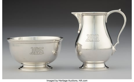 74217&colon; A Tiffany & Co&period; Silver Sugar Bowl & Creamer&comma; New