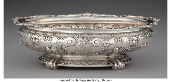 74133&colon; A Gorham Mfg&period; Co&period; Florenz Pattern Silver Oval Bo