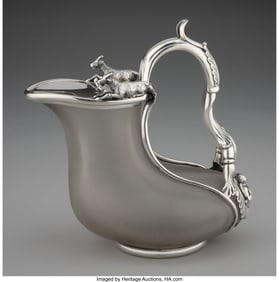74023&colon; A John Samuel Hunt Silver & Glass Ascos-Form Jug
