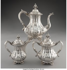 74151&colon; A Three-Piece Henry Salisbury Silver Coffee Set&comma;