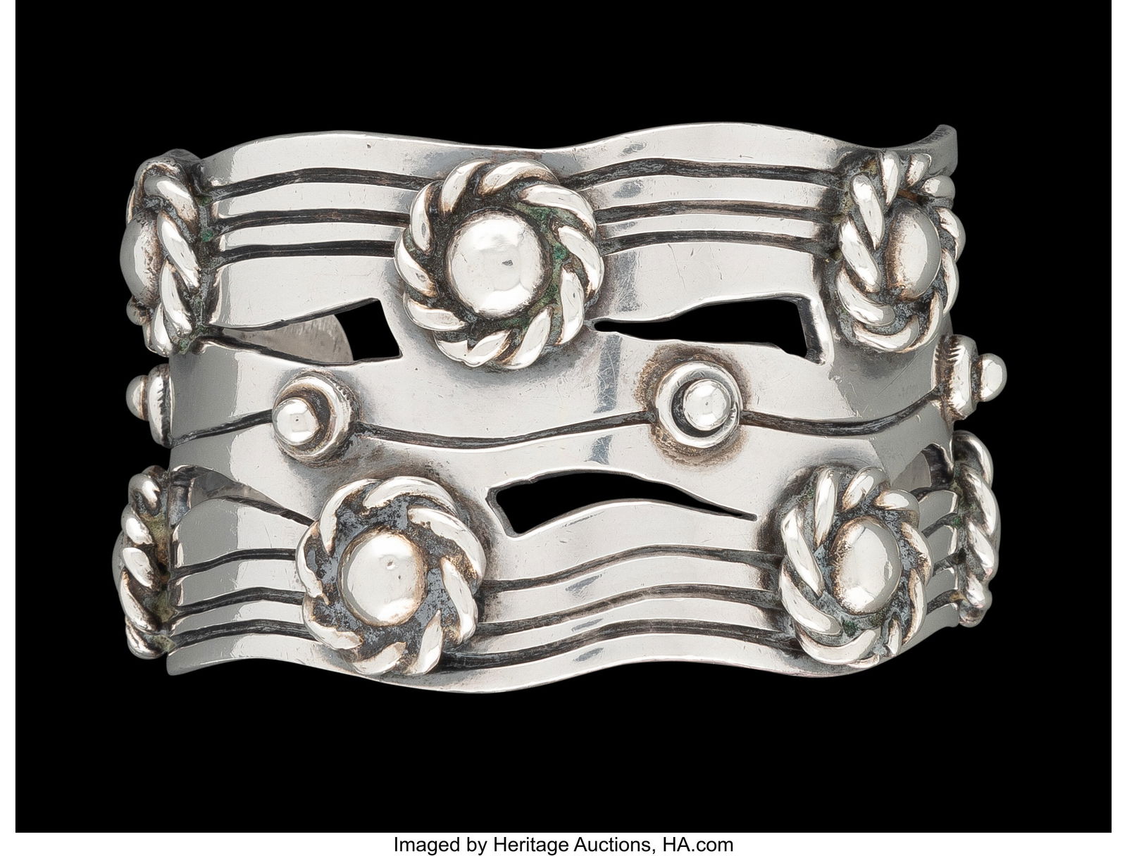 A William Spratling Silver Cuff, Taxco, Mexico, (1 of 2)