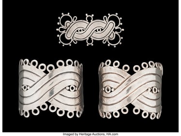 74234&colon; A Pair of William Spratling Silver Cuffs and a B